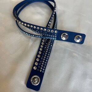 Beautiful Swarovski Slake Blue Suede 4-Strand Crystal Bracelet/Choker